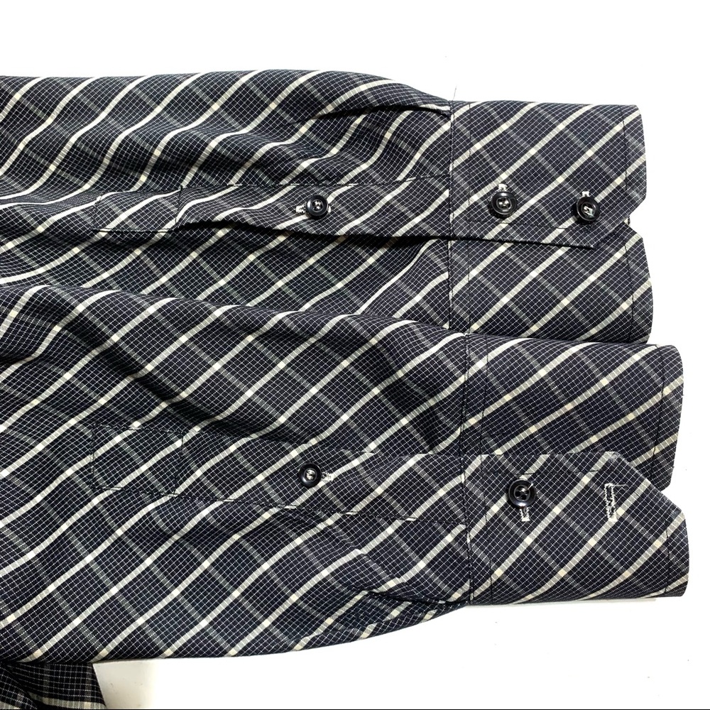 Point Zero Black Button Down Shirt Fitted Size Me… - image 6